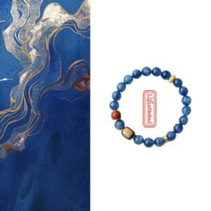 Original Chinese style natural blue crystal stone southern red agarwood bracelet