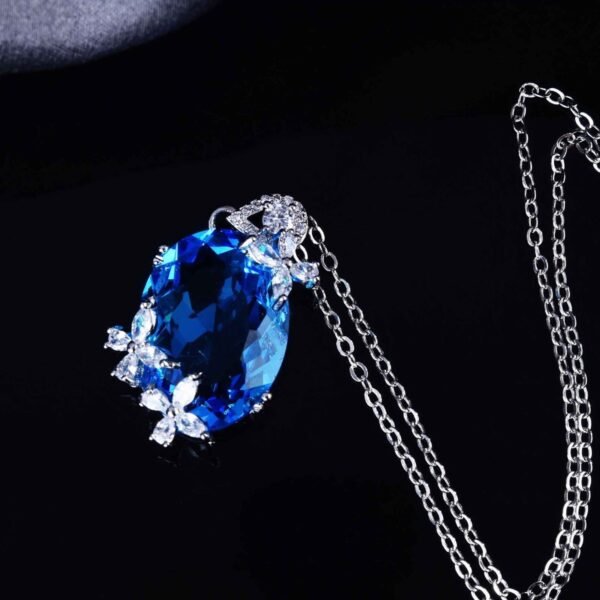 Pure Silver High carbon sapphire Necklace - 图片 2