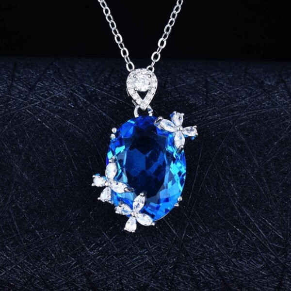 Pure Silver High carbon sapphire Necklace - 图片 3