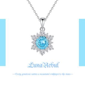 925 Sterling Silver High Carbon Diamond Sapphire Necklace