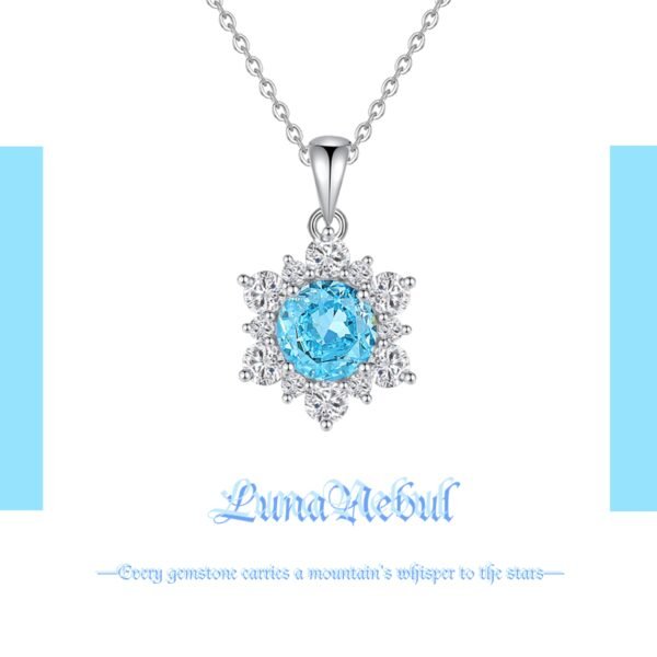 925 Sterling Silver High Carbon Diamond Sapphire Necklace