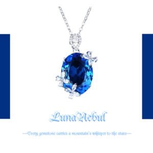 Pure Silver High carbon sapphire Necklace