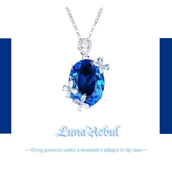 Pure Silver High carbon sapphire Necklace